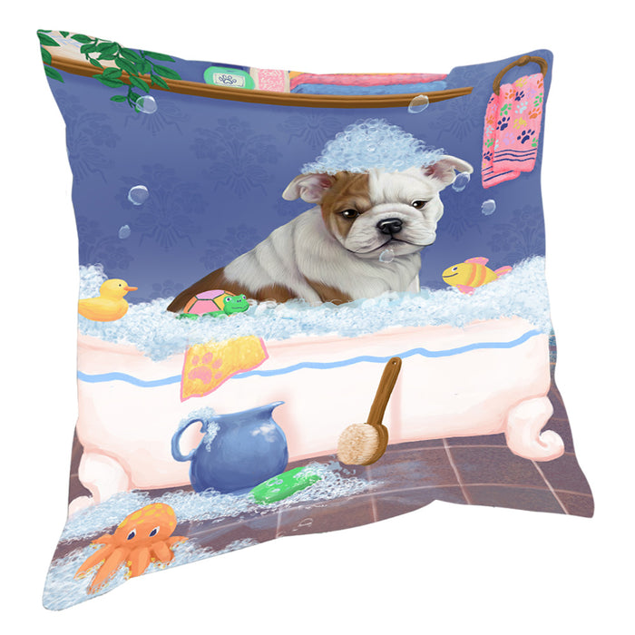 Rub A Dub Dog In A Tub Bulldog Pillow with Top Quality High-Resolution Images - Ultra Soft Pet Pillows for Sleeping - Reversible & Comfort - Ideal Gift for Dog Lover - Cushion for Sofa Couch Bed - 100% Polyester, PILA90445