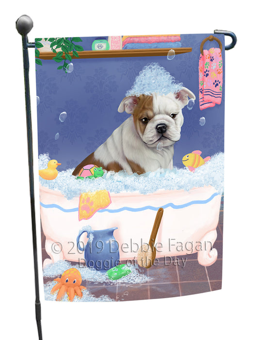 Rub A Dub Dog In A Tub Bulldog Garden Flag GFLG66186