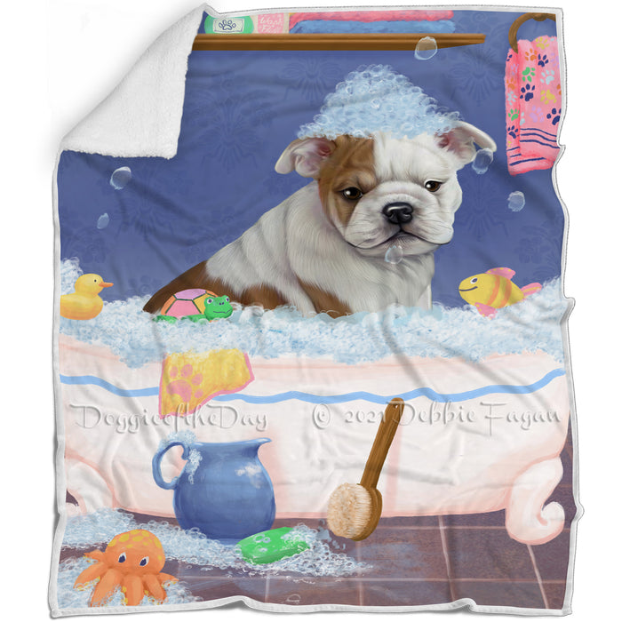Rub A Dub Dog In A Tub Bulldog Blanket BLNKT143030