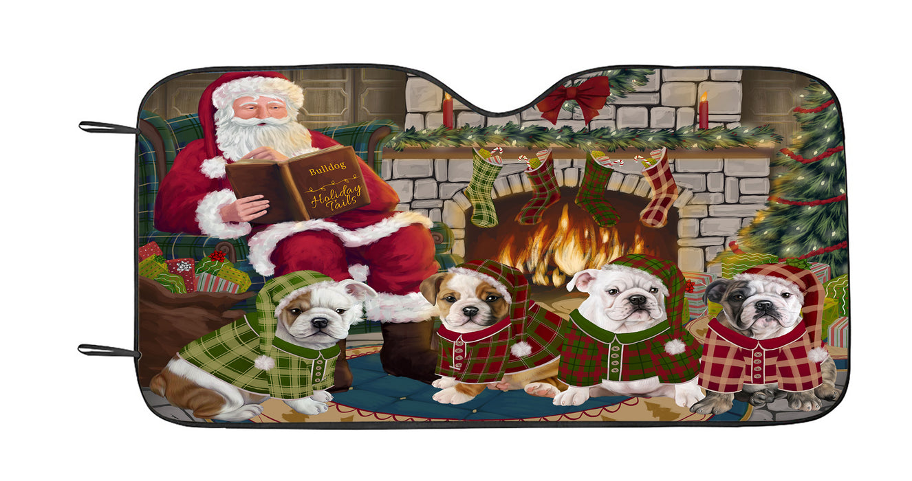Christmas Cozy Holiday Fire Tails Bulldog Dogs Car Sun Shade