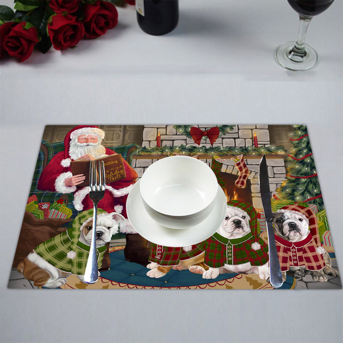 Christmas Cozy Holiday Fire Tails Bulldog Dogs Placemat