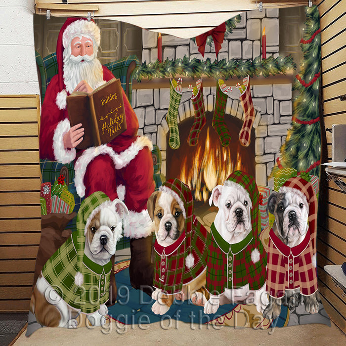 Christmas Cozy Holiday Fire Tails Bulldog Dogs Quilt