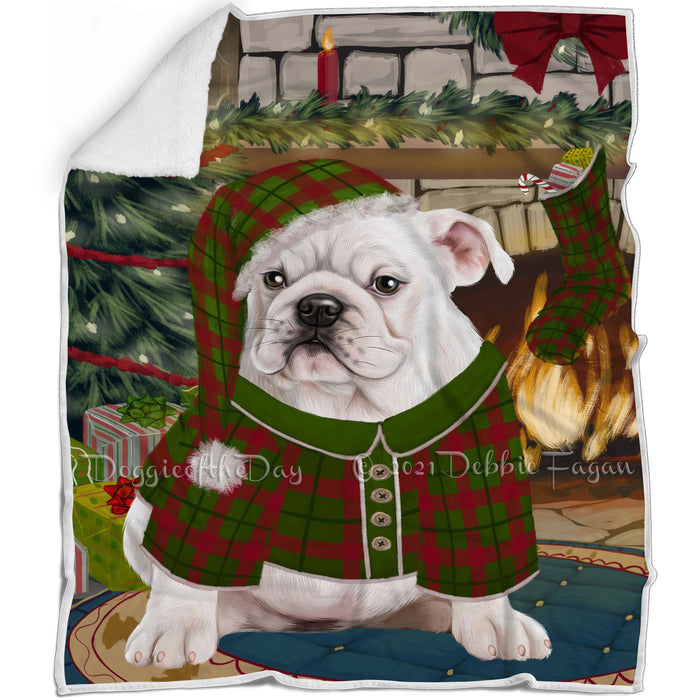 The Stocking was Hung Bulldog Blanket BLNKT116697