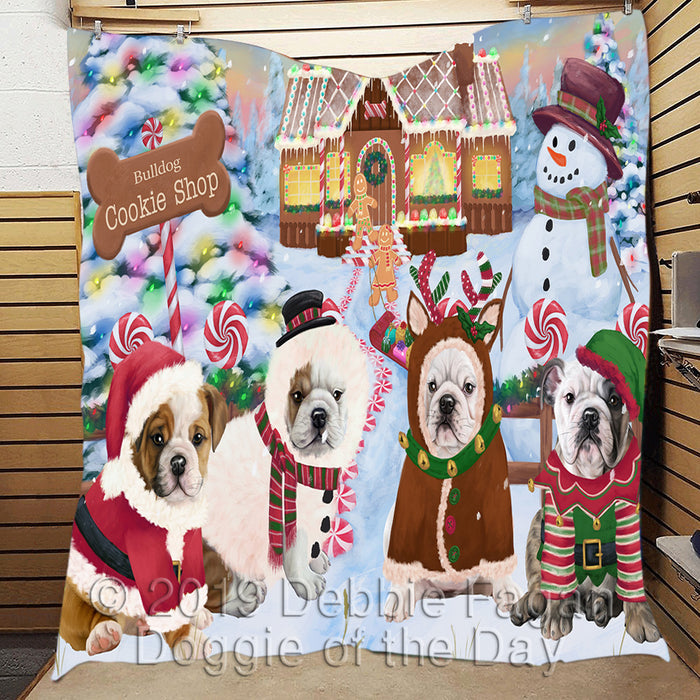Holiday Gingerbread Cookie Bulldog Dogs Quilt