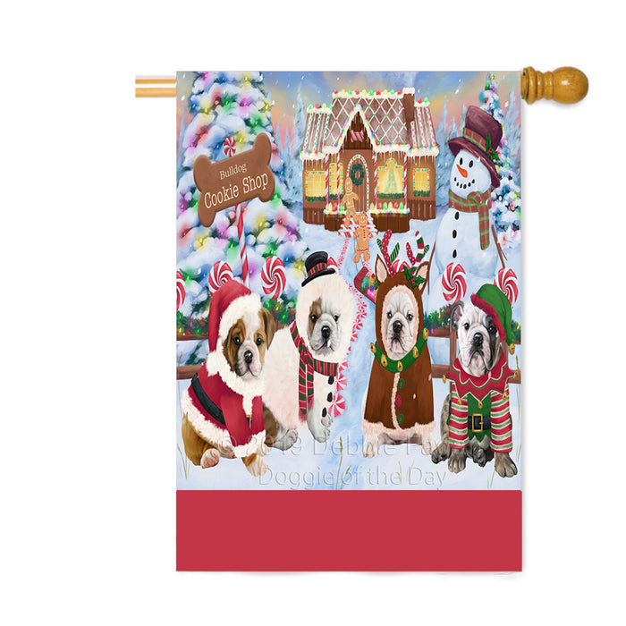 Personalized Holiday Gingerbread Cookie Shop Bulldogs Custom House Flag FLG-DOTD-A59247