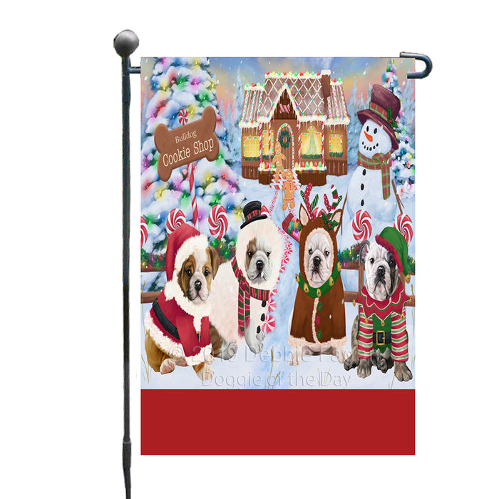 Personalized Holiday Gingerbread Cookie Shop Bulldogs Custom Garden Flags GFLG-DOTD-A59191