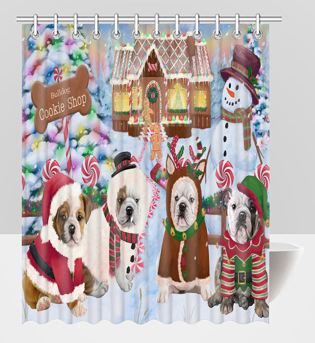 Holiday Gingerbread Cookie Bulldog Dogs Shower Curtain