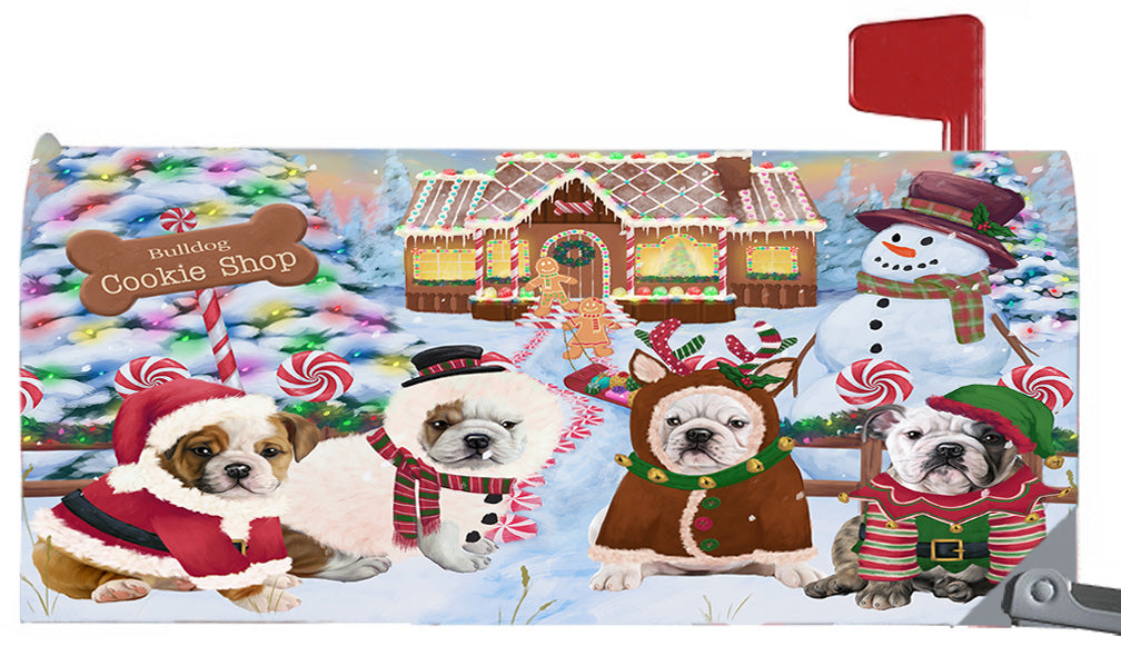 Christmas Holiday Gingerbread Cookie Shop Bulldog Dogs 6.5 x 19 Inches Magnetic Mailbox Cover Post Box Cover Wraps Garden Yard Décor MBC48978