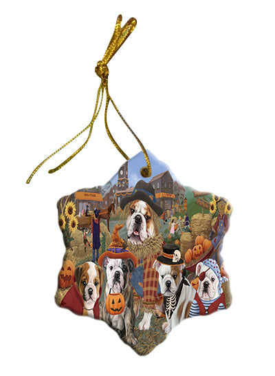 Halloween 'Round Town BullDogs Star Porcelain Ornament SPOR57483