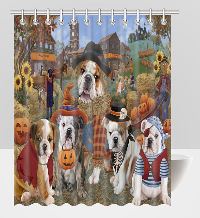 Halloween 'Round Town Bulldog Dogs Shower Curtain
