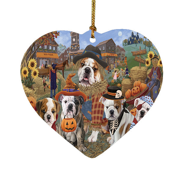 Halloween 'Round Town Bull Terrier Dogs Heart Christmas Ornament HPOR57482