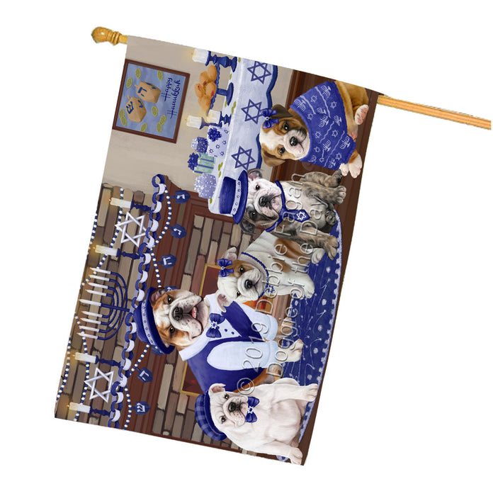 Happy Hanukkah Family Bulldogs House Flag FLG65817