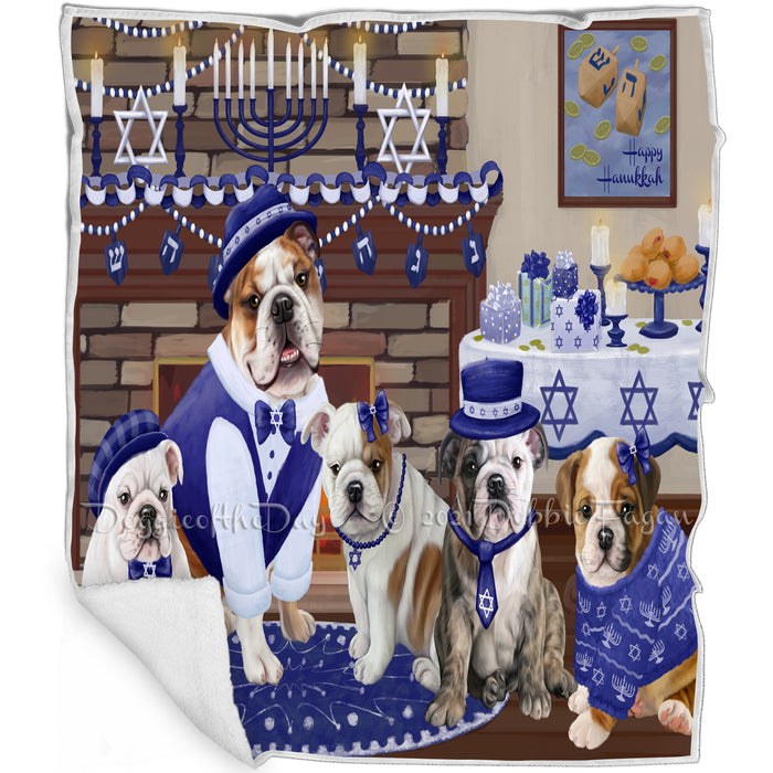 Happy Hanukkah Family and Happy Hanukkah Both Bulldogs Blanket BLNKT140411