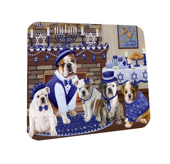 Happy Hanukkah Family Bulldogs Coasters Set of 4 CSTA57561