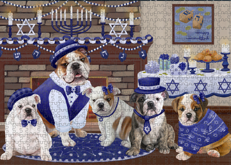 Happy Hanukkah Family and Happy Hanukkah Both Bulldogs Puzzle with Photo Tin PUZL96728