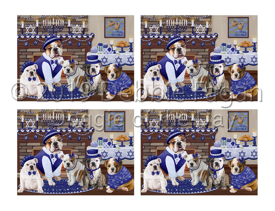 Happy Hanukkah Family Bulldog Dogs Placemat