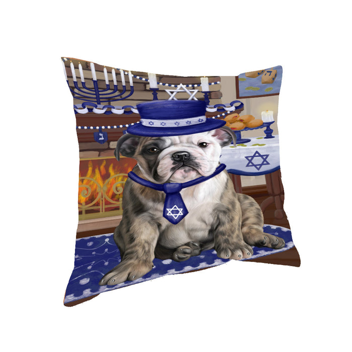 Happy Hanukkah Family and Happy Hanukkah Both Bulldog Pillow PIL83044