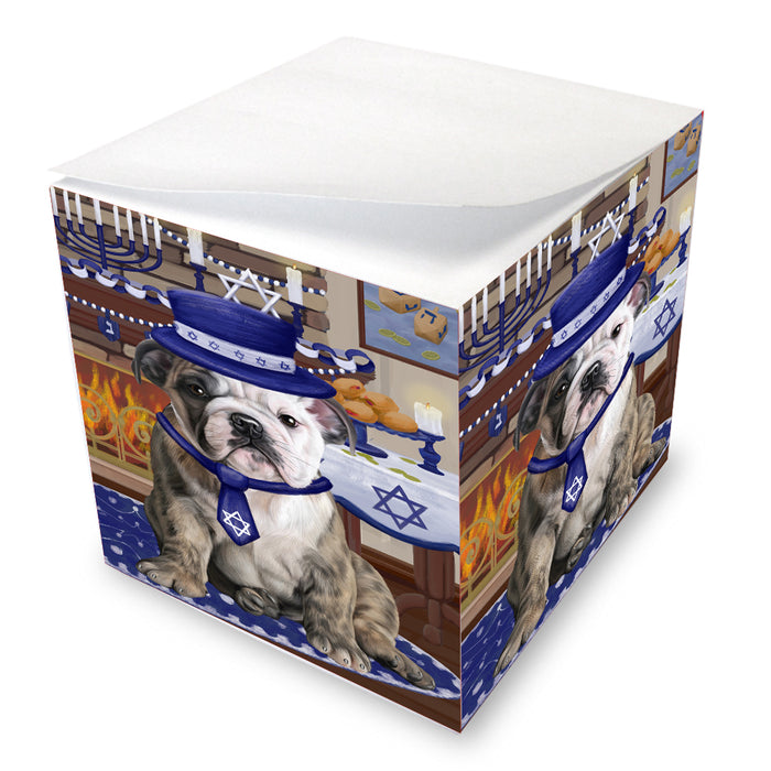 Happy Hanukkah Family Bulldogs note cube NOC-DOTD-A56689