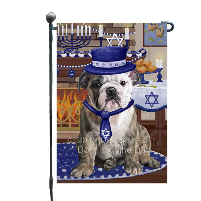 Happy Hanukkah Family and Happy Hanukkah Both Bulldog Garden Flag GFLG65705