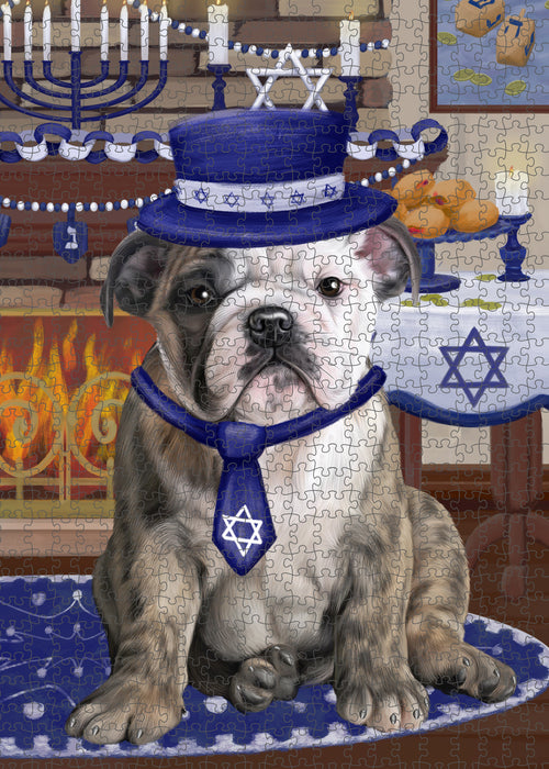 Happy Hanukkah Family and Happy Hanukkah Both Bulldog Puzzle with Photo Tin PUZL96952