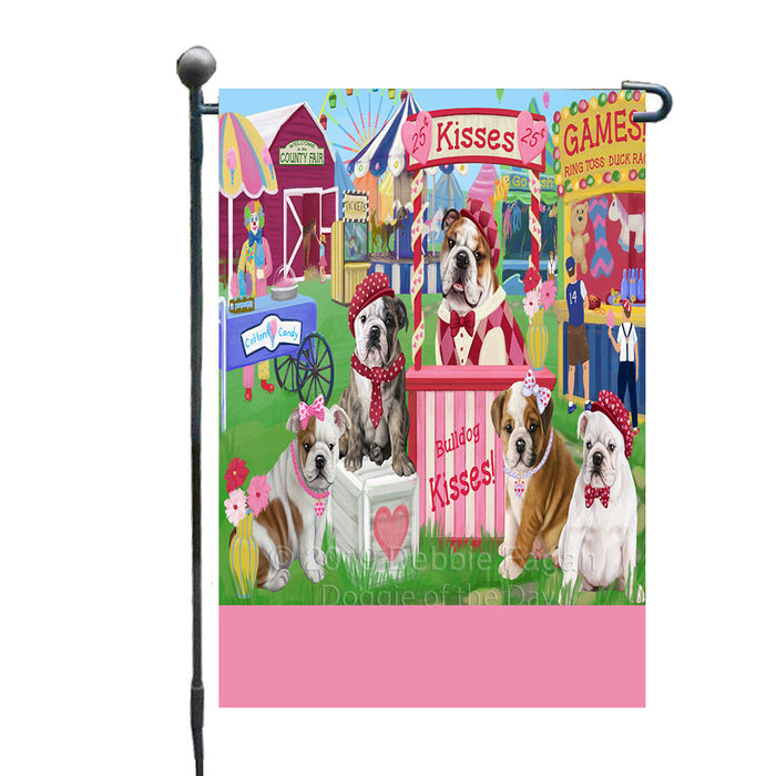Personalized Carnival Kissing Booth Bulldogs Custom Garden Flag GFLG64269