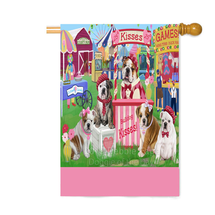 Personalized Carnival Kissing Booth Bulldogs Custom House Flag FLG63593