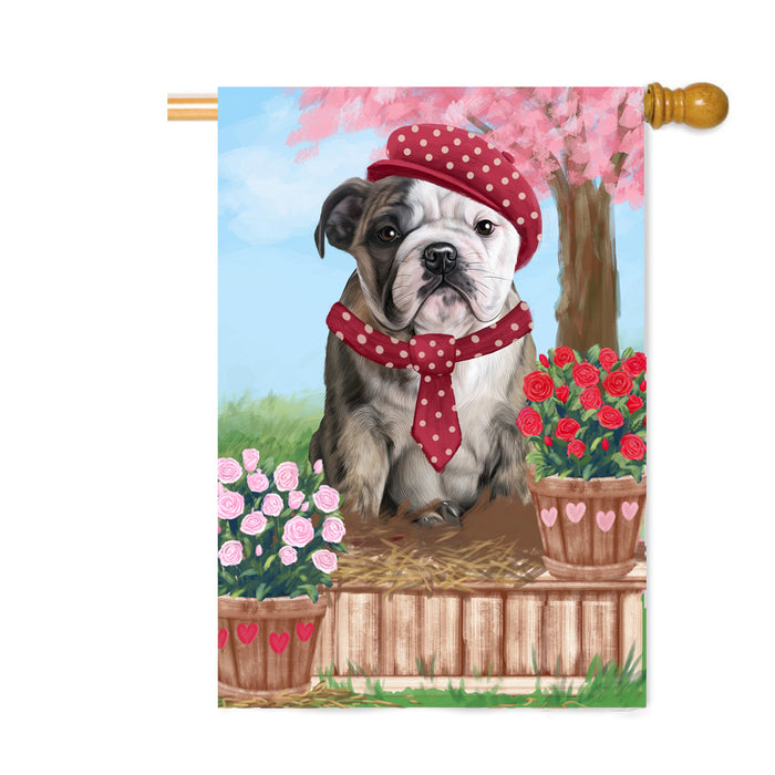 Personalized Rosie 25 Cent Kisses Bulldog Custom House Flag FLG64821