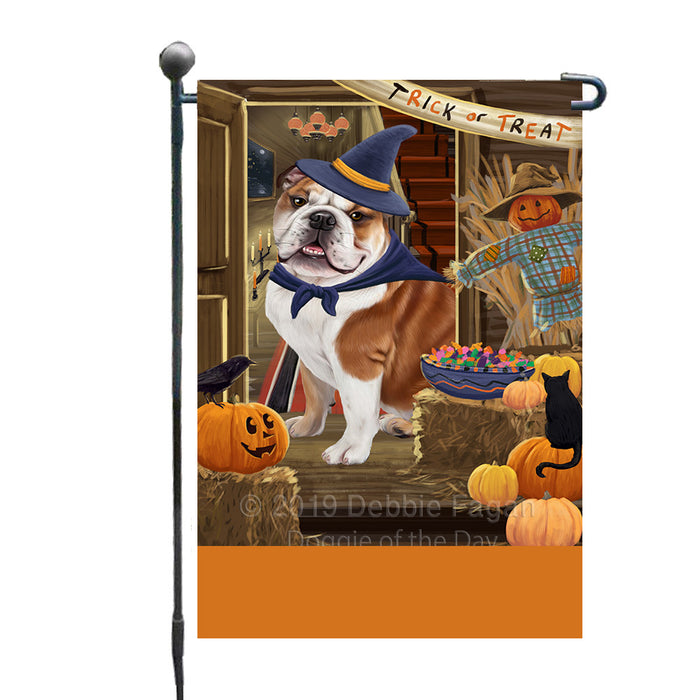Personalized Enter at Own Risk Trick or Treat Halloween Bulldog Custom Garden Flags GFLG-DOTD-A59512
