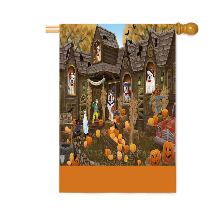 Personalized Haunted House Trick or Treat Halloween Bulldogs Custom House Flag FLG-DOTD-A59569