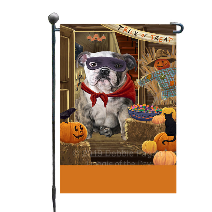Personalized Enter at Own Risk Trick or Treat Halloween Bulldog Custom Garden Flags GFLG-DOTD-A59514