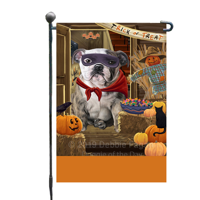 Personalized Enter at Own Risk Trick or Treat Halloween Bulldog Custom Garden Flags GFLG-DOTD-A59514