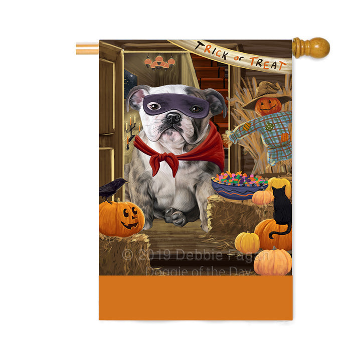 Personalized Enter at Own Risk Trick or Treat Halloween Bulldog Custom House Flag FLG-DOTD-A59570