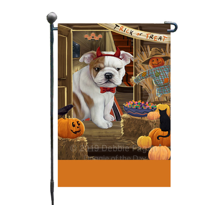 Personalized Enter at Own Risk Trick or Treat Halloween Bulldog Custom Garden Flags GFLG-DOTD-A59516