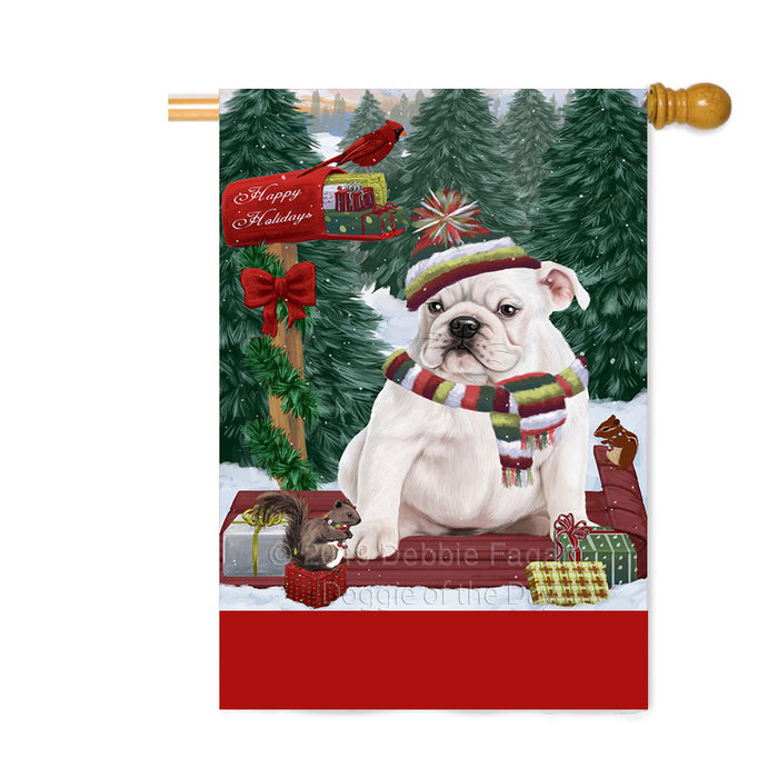 Personalized Merry Christmas Woodland Sled Bulldog Custom House Flag FLG-DOTD-A61588
