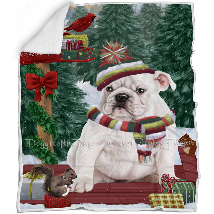 Merry Christmas Woodland Sled Bulldog Blanket BLNKT113304
