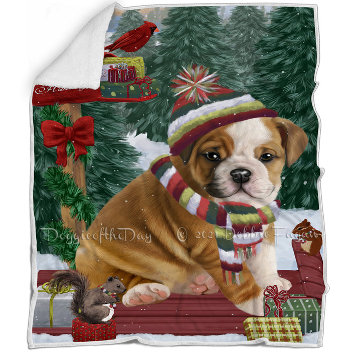 Merry Christmas Woodland Sled Bulldog Blanket BLNKT113313
