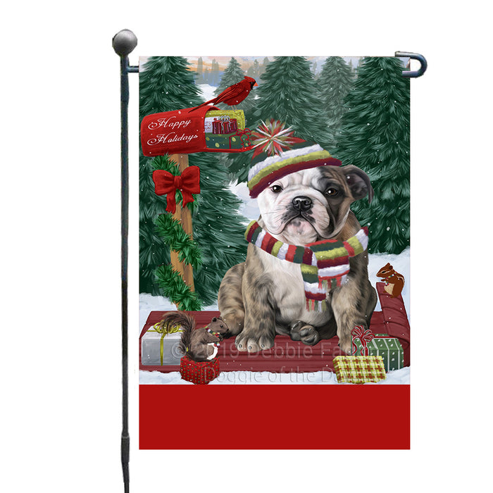 Personalized Merry Christmas Woodland Sled  Bulldog Custom Garden Flags GFLG-DOTD-A61534
