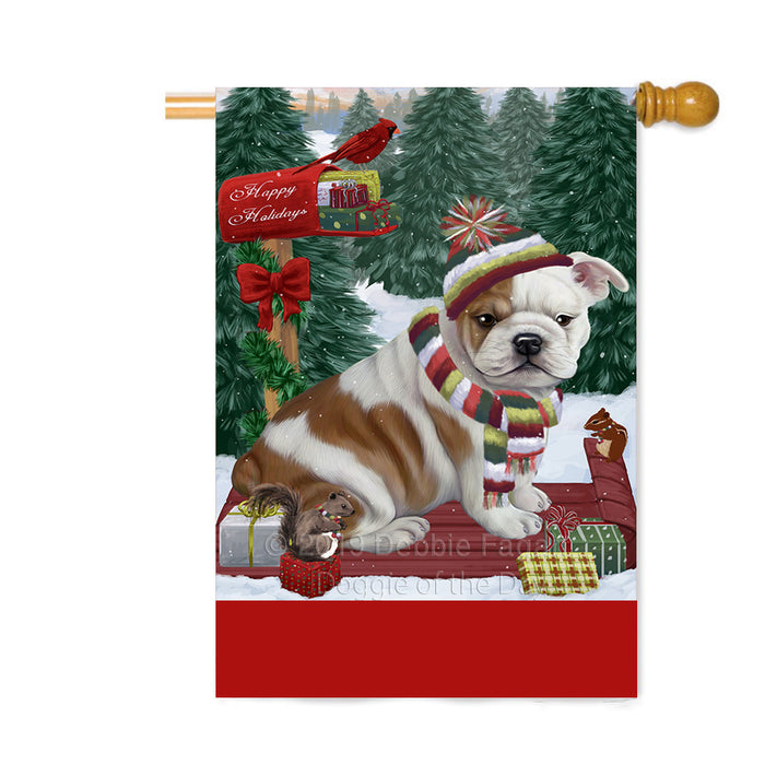 Personalized Merry Christmas Woodland Sled Bulldog Custom House Flag FLG-DOTD-A61591