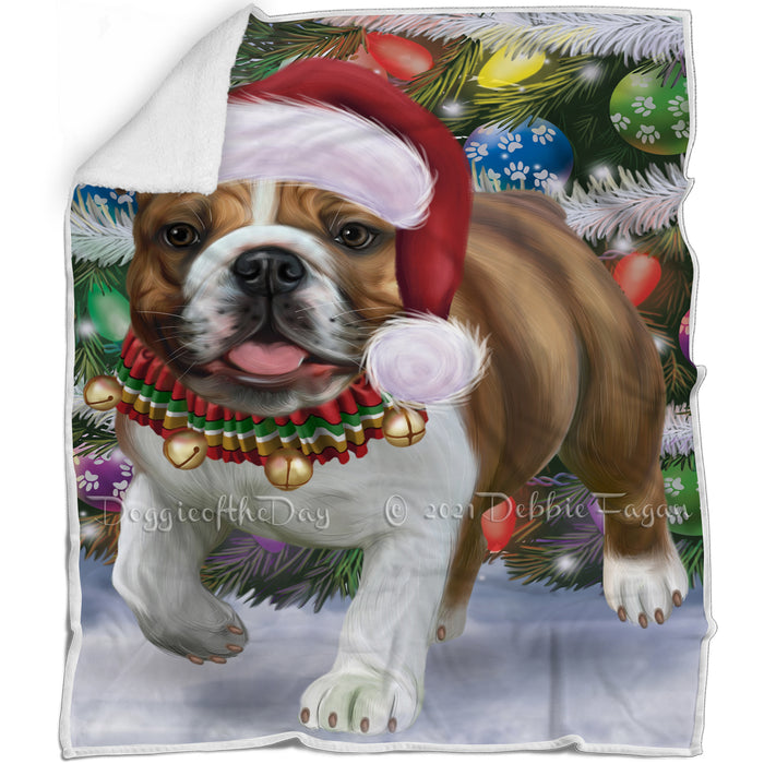 Trotting in the Snow Bulldog Blanket BLNKT129225