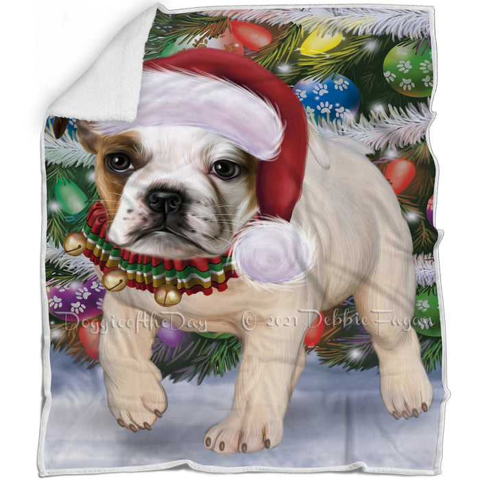 Trotting in the Snow Bulldog Blanket BLNKT129234