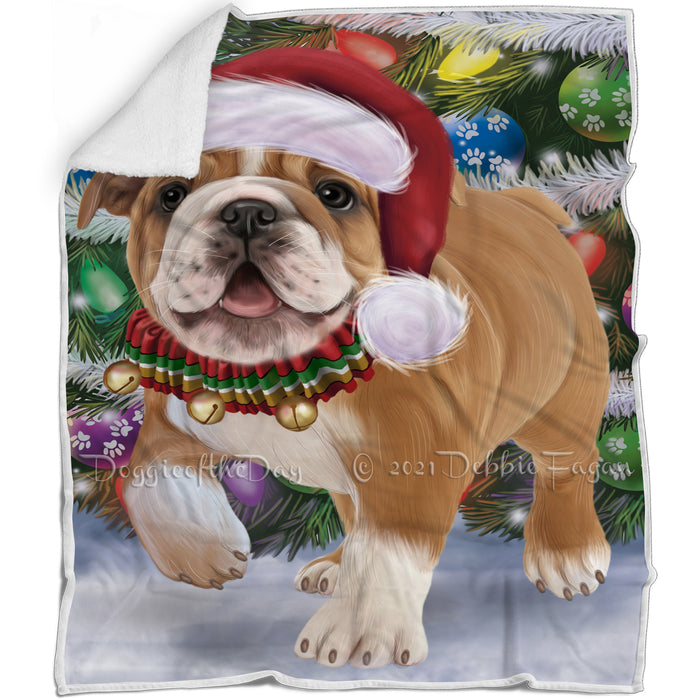 Trotting in the Snow Bulldog Blanket BLNKT129243