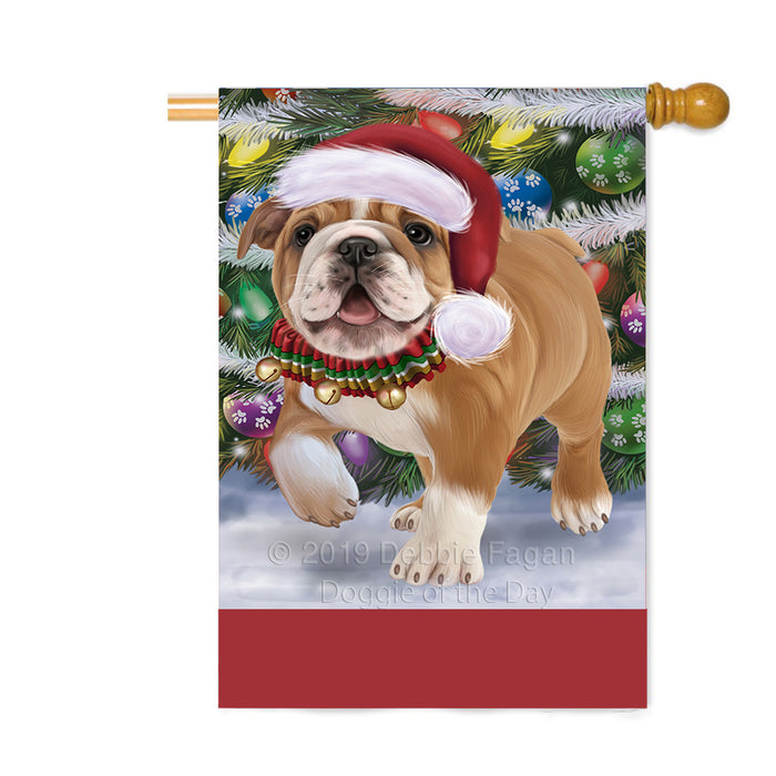 Personalized Trotting in the Snow Bulldog Custom House Flag FLG-DOTD-A60745