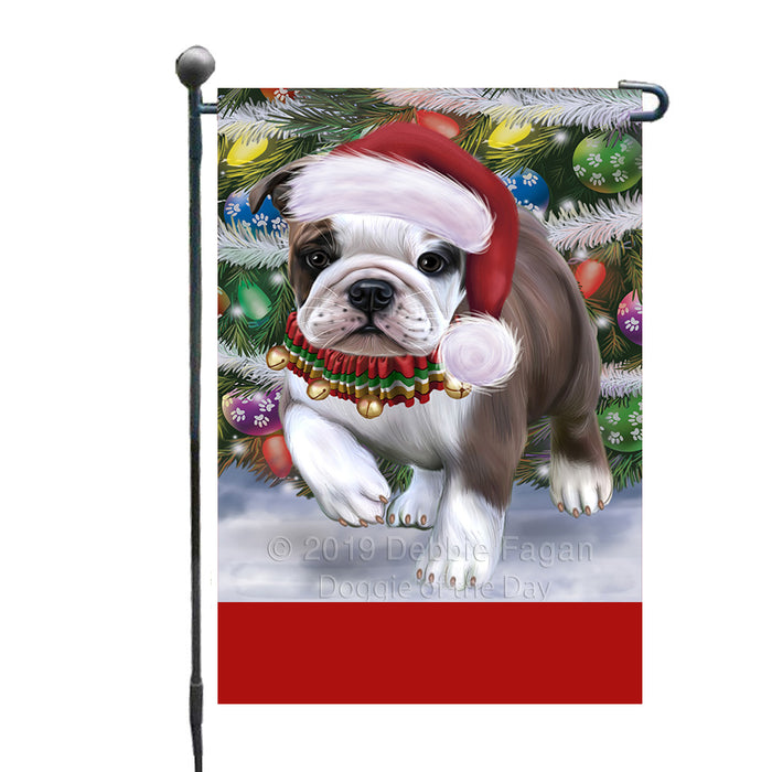 Personalized Trotting in the Snow Bulldog Custom Garden Flags GFLG-DOTD-A60690