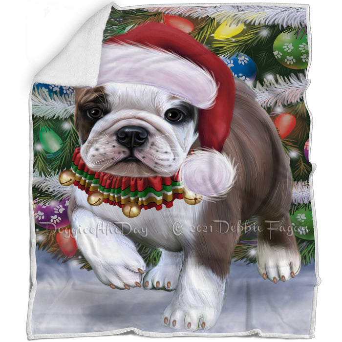 Trotting in the Snow Bulldog Blanket BLNKT129252