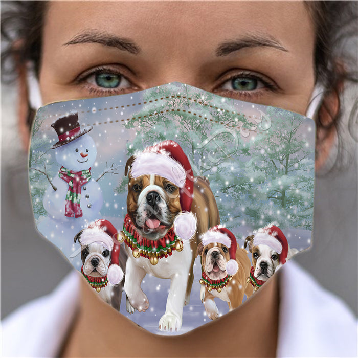 Christmas Running Fammily Bulldogs Face Mask FM48704