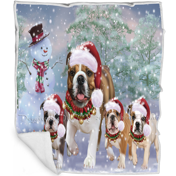 Christmas Running Family Bulldogs Blanket BLNKT131295