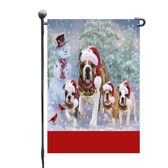 Personalized Christmas Running Family Bulldogs Custom Garden Flags GFLG-DOTD-A60322