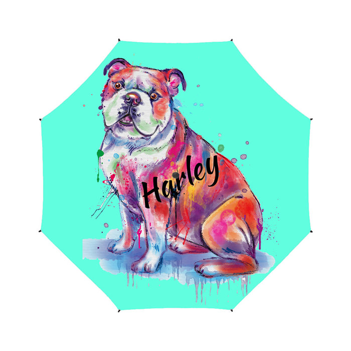 Custom Pet Name Personalized Watercolor BulldogSemi-Automatic Foldable Umbrella