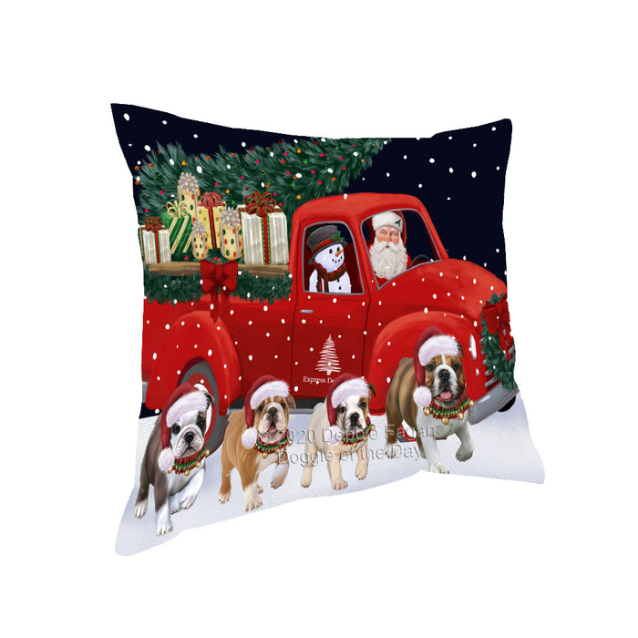 Christmas Express Delivery Red Truck Running Bulldogs Pillow PIL86020