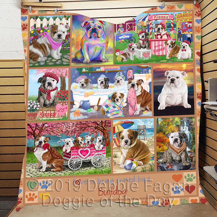 Love is Being Owned Bulldog Beige Quilt
